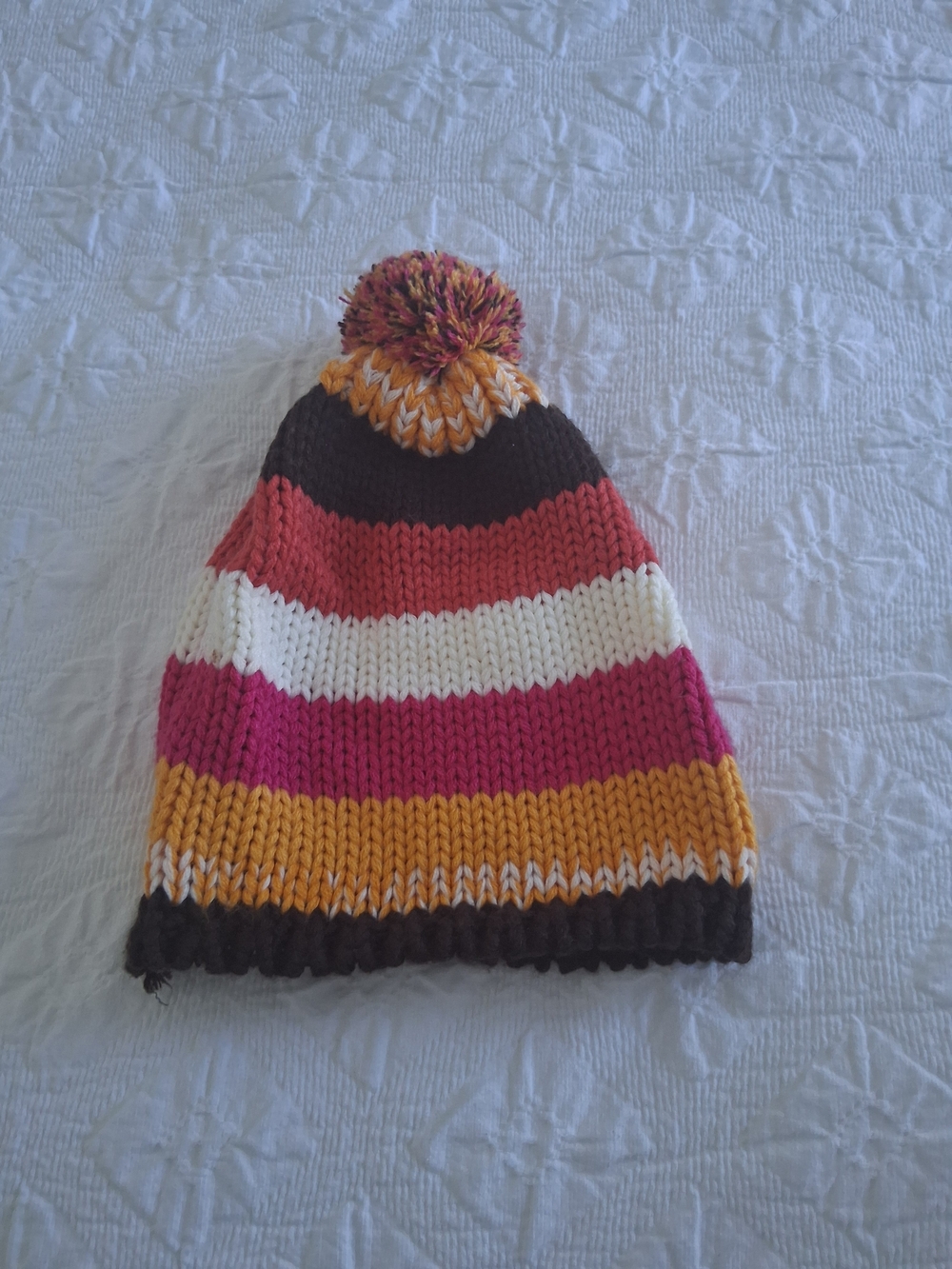 GAP Kids Muticolored Striped Pom-Pom Beanie Size S/M